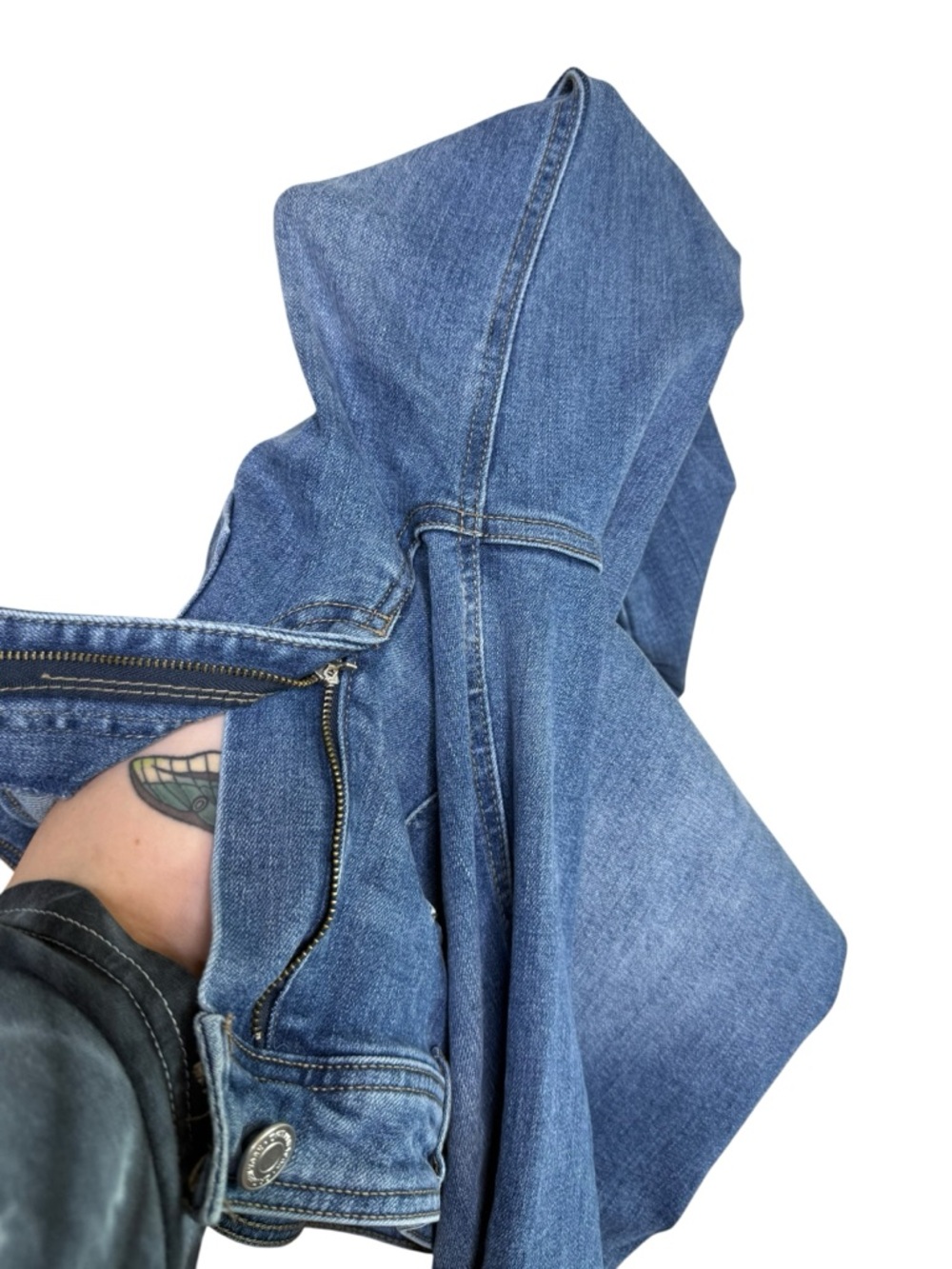 Oat New York Sailor Medium Wash Wide Leg Ankle Jeans High Rise Boho Classic - Picture 9 of 9